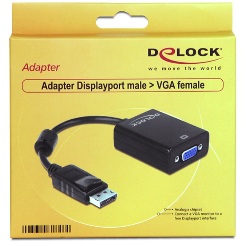 Delock | Adaptador DisplayPort Macho/VGA Fêmea Negr | Preto - Imagem de Detalhe 5