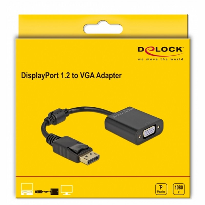 Delock | Adaptador DisplayPort 1.2 macho a VGA | Preto - Imagem de Detalhe 2