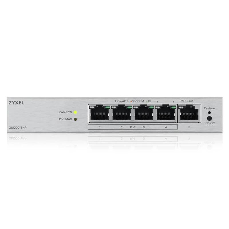 Zyxel GS1200-5HPV3 Gerido L2 Gigabit Ethernet (10/100/1000) Power over Ethernet (PoE) PC Cinzento - Imagem de Detalhe 2