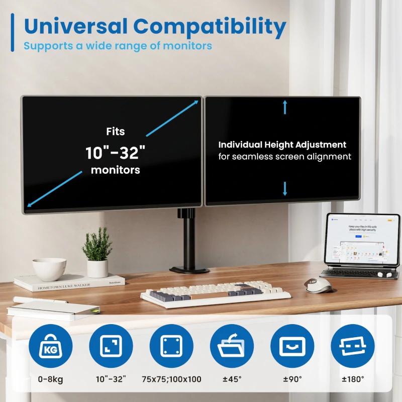 EWENT EW1512 Suporte de mesa para 2 monitores 13-32" - Imagem de Detalhe 6