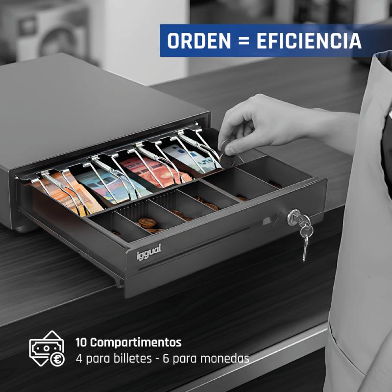 iggual Cajón Portamonedas IRON-10 38cm 4+6 preto - Imagem de Detalhe 12