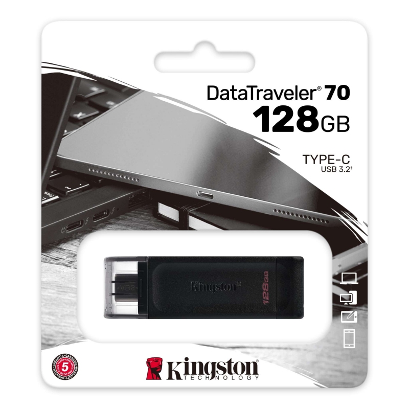 Kingston DataTraveler DT70 128GB USB C 3.2 Preto - Imagem de Detalhe 4