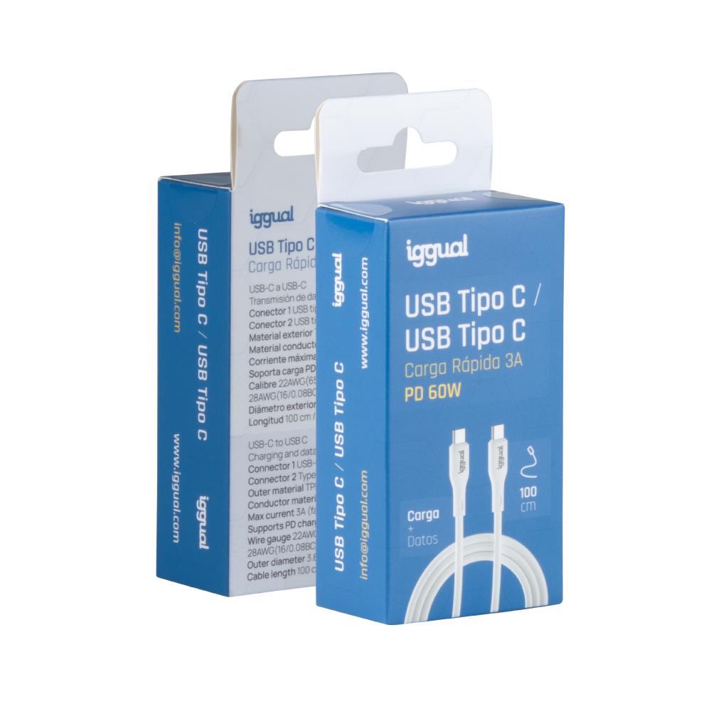 iggual Cabo USB-C/USB-C 100 cm branco Q3.0 3A - Imagem de Detalhe 5