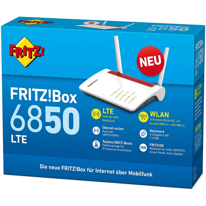 FRITZ! Box6850 LTE Roteador 5G WiFi Dual Mesh - Imagem de Detalhe 6