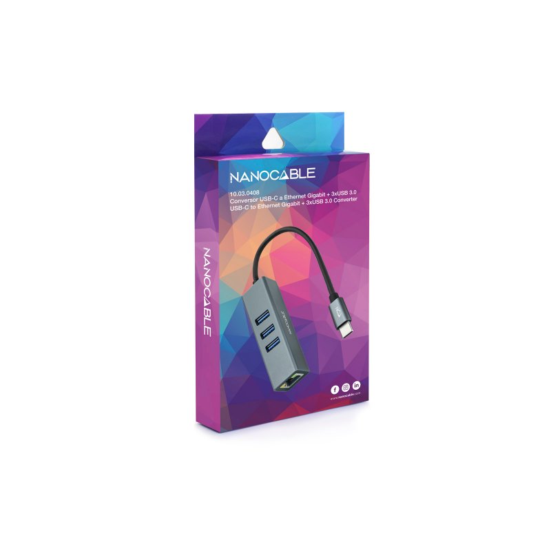 Nanocable Conversor USB-C Ethernet +3xUSB 3.0 - Imagem de Detalhe 4