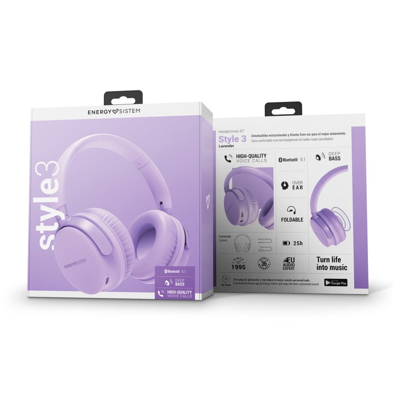 ENERGY SISTEM Auriculares BT Style 3 Lavanda - Imagem de Detalhe 6