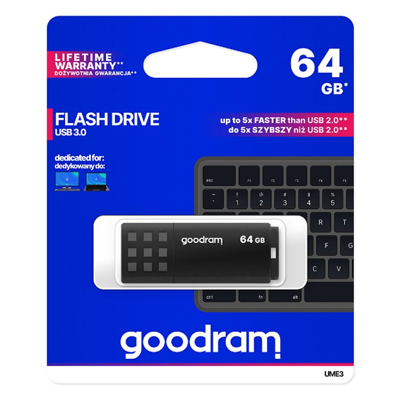 Goodram UME3 Pen Drive 64GB USB 3.0 Preto - Imagem de Detalhe 9