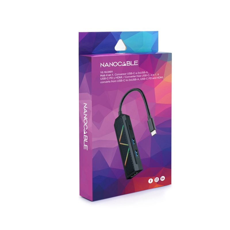 Nanocable Hub USB-C 4 em 1 USB-A+USB-C+HDMI - Imagem de Detalhe 3