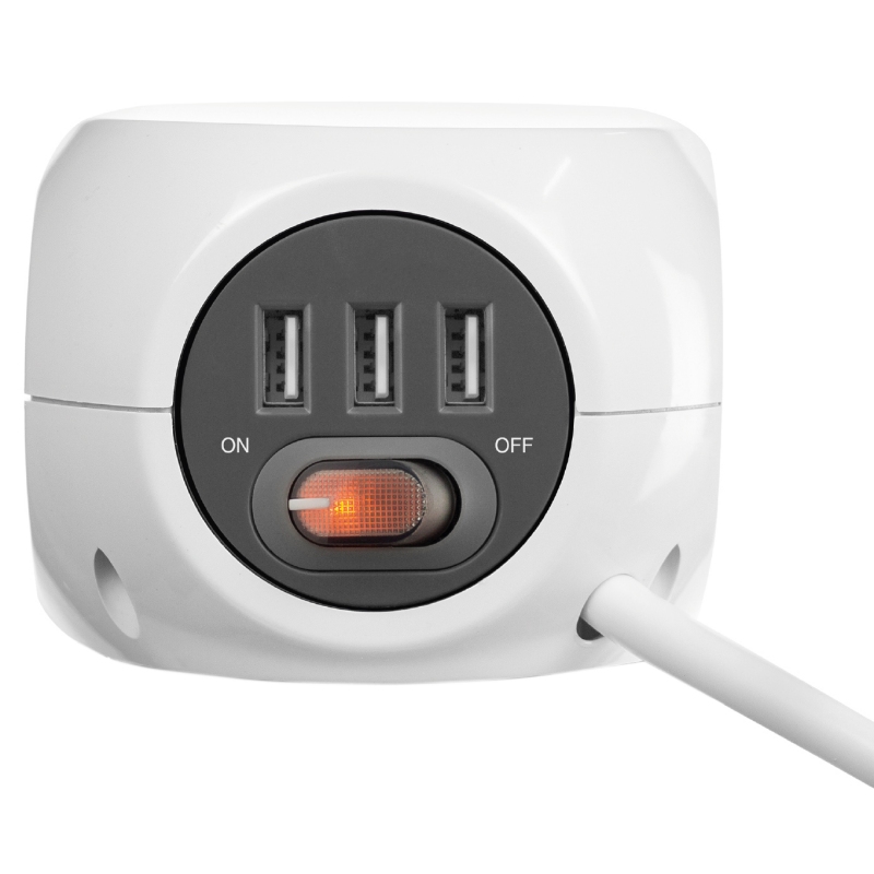 Ewent EW3939 REGLETA CUBO 3 TOMAS/3 USB BRANCO - Imagem de Detalhe 7