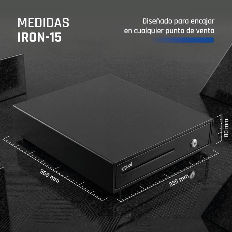 iggual Cajón Portamonedas IRON-15 37cm 4+8 preto - Imagem de Detalhe 25