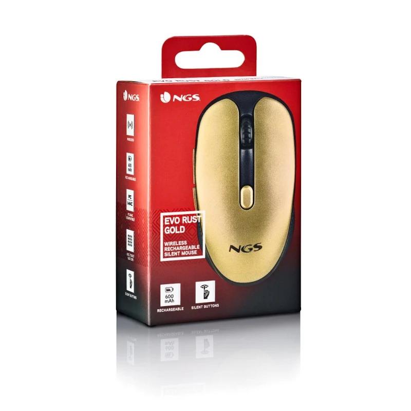 NGS Rato Sem Fios Recarregável Silencioso Dourado - Imagem de Detalhe 1