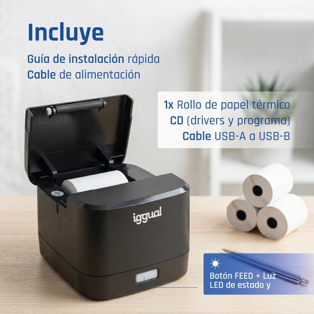 iggual Impressora térmica TP EASY 58 USB+RJ11 preta - Imagem de Detalhe 5