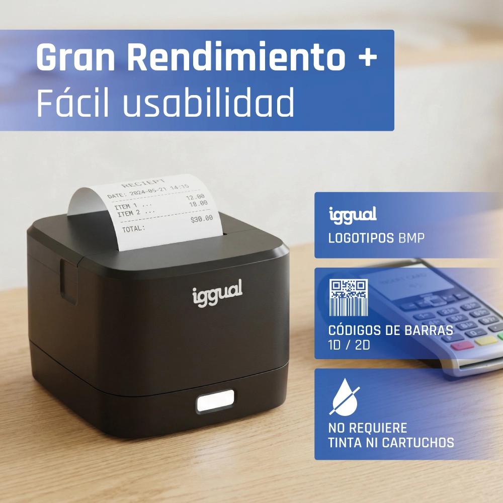 iggual Impressora térmica TP EASY 58 USB+RJ11 preta - Imagem de Detalhe 6
