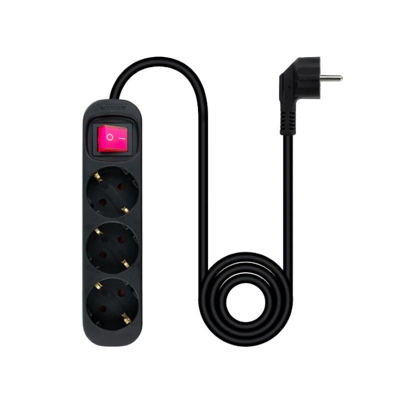 Nanocable Regleta 3 Tomadas Interruptor Preto - Imagem de Detalhe 1