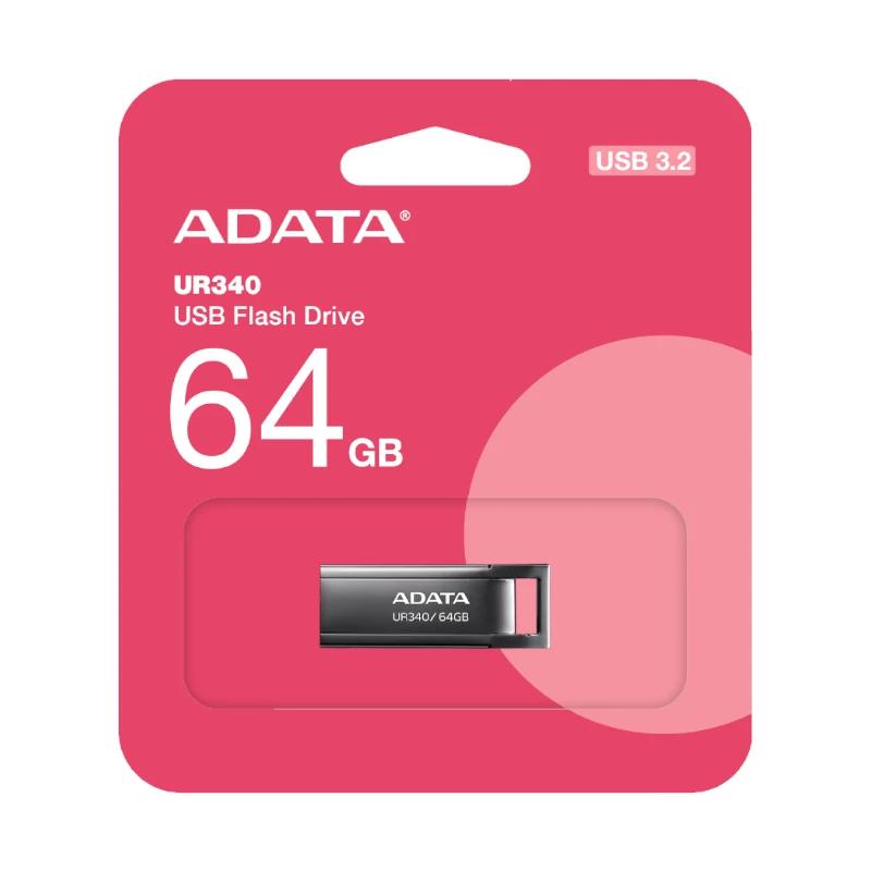 ADATA Pen Drive UR340 64GB USB 3.2 Metal Preto - Imagem de Detalhe 1