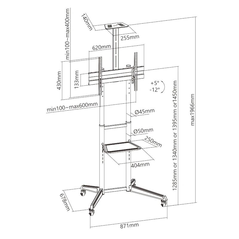 EWENT EW1539 Suporte de chão com rodas para TV de 37" a 70" - Imagem de Detalhe 2