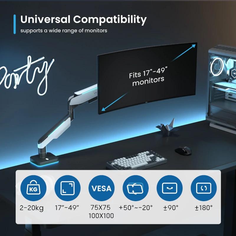 EWENT EW1509 Suporte monitor 0-49" com luzes RGB - Imagem de Detalhe 2