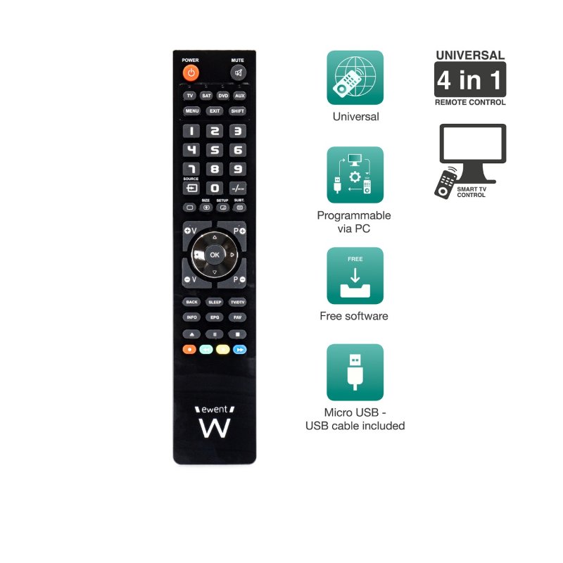 EWENT EW1570 Mando TV 4 em 1 programável por cabo - Imagem de Detalhe 25