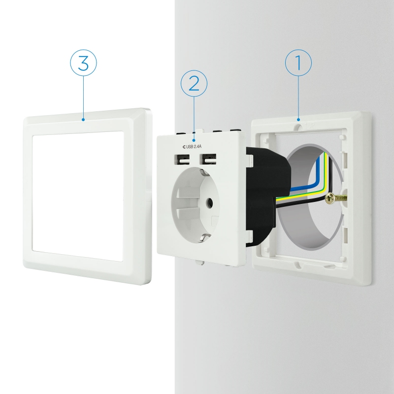 Nanocable Base de enchufe pared schuko+2USB 2.4A - Imagem de Detalhe 27