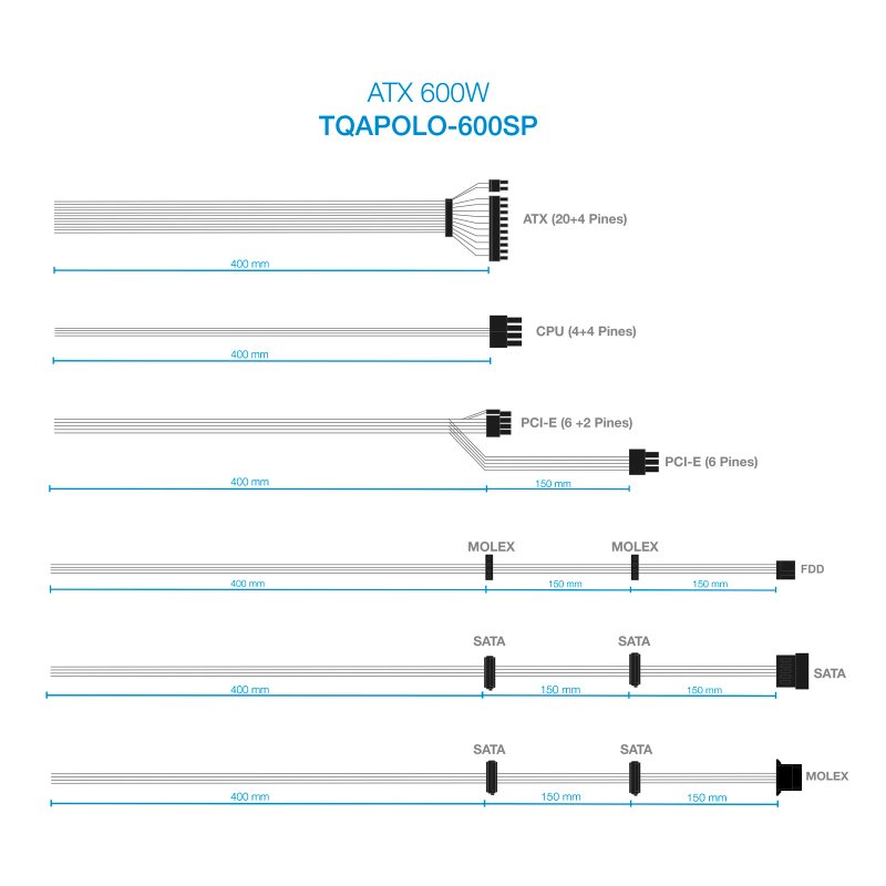 Tooq Fonte de Alimentação TQAPOLO-600SP 600W - Imagem de Detalhe 26