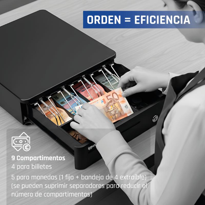 iggual Cajón Portamonedas IRON-10R 38cm 4+5 preto - Imagem de Detalhe 61