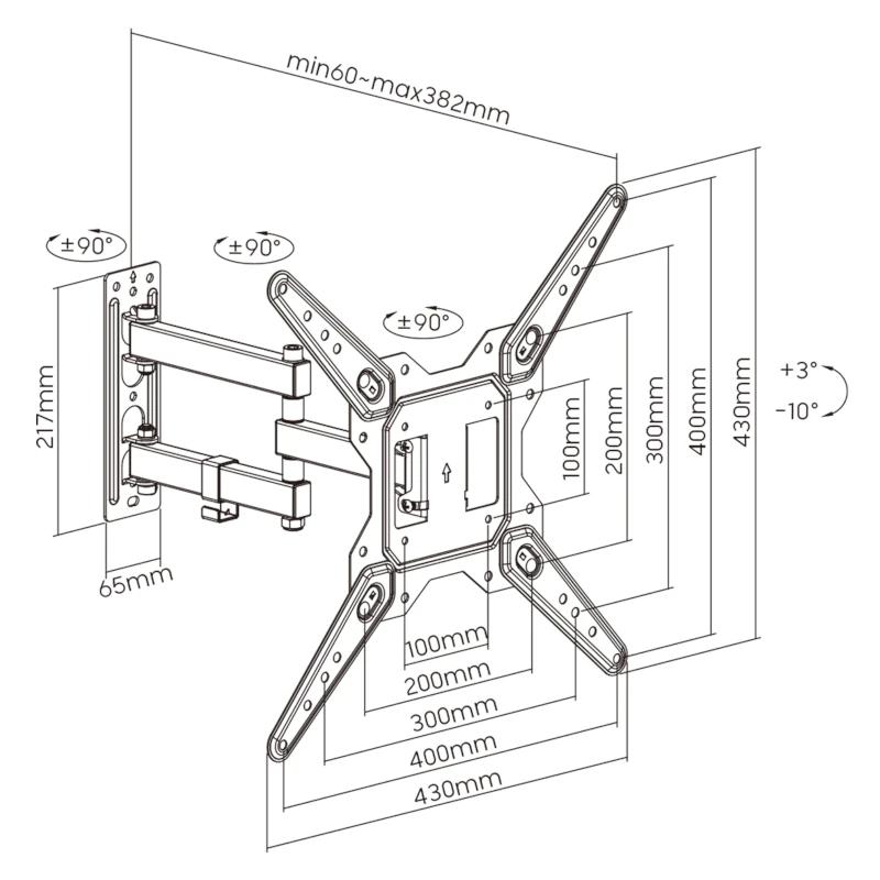 EWENT EW1525 Suporte de parede para TV ext 3 pivot 23-55" - Imagem de Detalhe 19