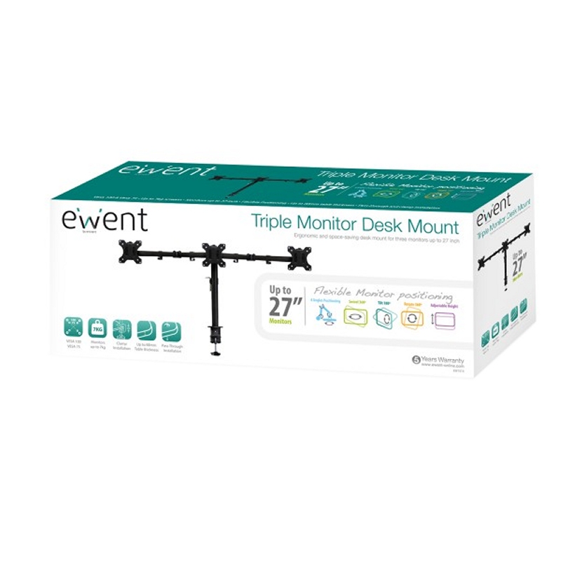 EWENT EW1513 Suporte para Mesa 3 Monitores Até 27" - Imagem de Detalhe 19