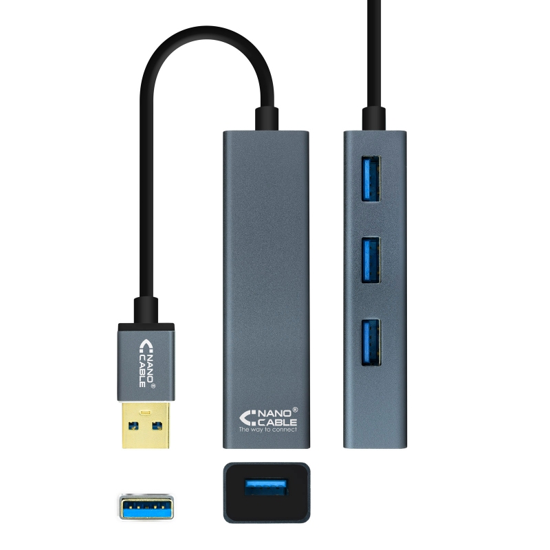 Nanocable Hub USB 3.0 4 x USB 3.0 10cm. Cinza - Imagem de Detalhe 19