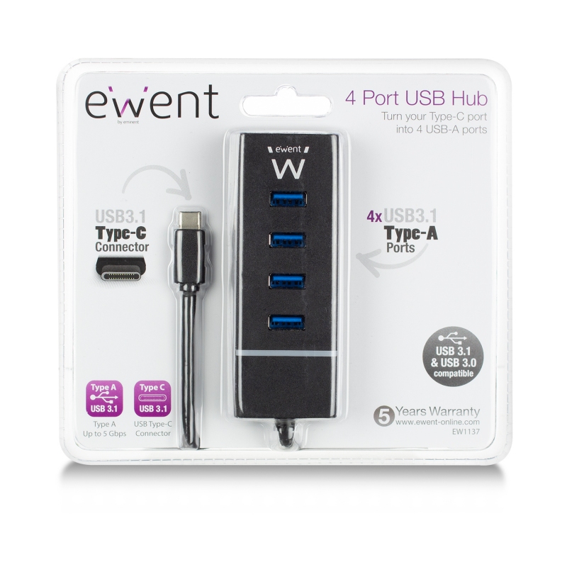 Ewent E1137 HUB USB TIPO C 4 PORTAS USB 3.1 - Imagem de Detalhe 24