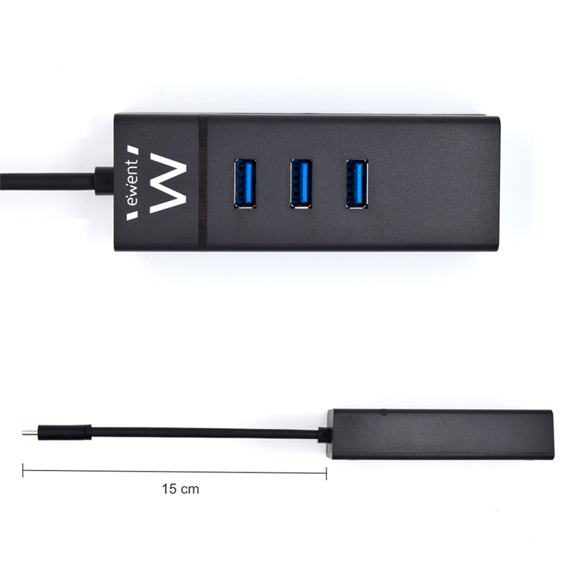 EWENT EW1141 Hub Tipo-C 3Pts.USB 3.1+1ponto. GIGABIT - Imagem de Detalhe 35