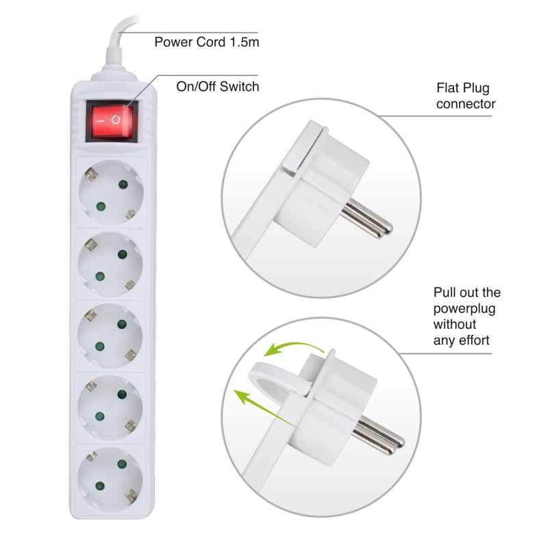 EWENT EW3955 Regleta 5 Tomadas / 1 interruptor 1.5m - Imagem de Detalhe 38