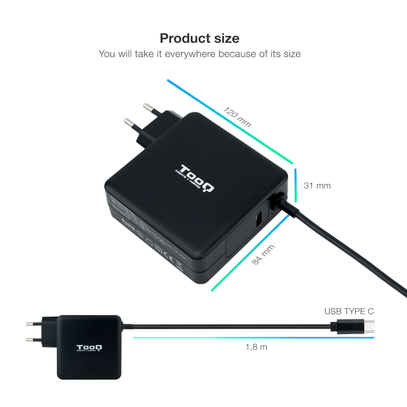 Tooq Carregador portátil conector USB-C 90W - Imagem de Detalhe 32