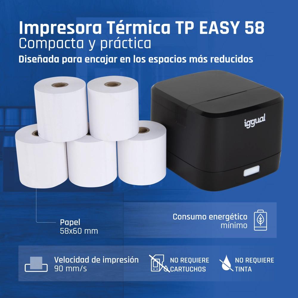 iggual Impressora térmica TP EASY 58 USB+RJ11 preta - Imagem de Detalhe 7