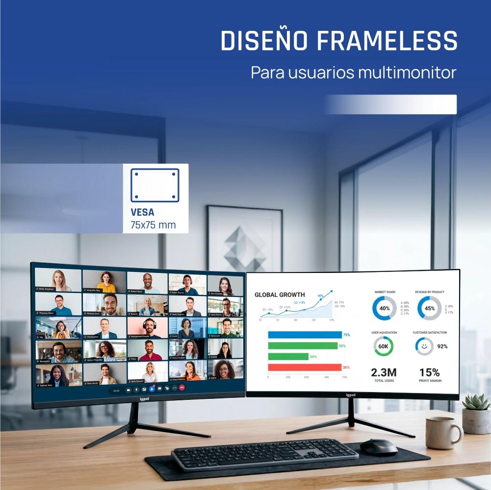 iggual Monitor 24" IPS 16:9 FHD 75Hz VGA HDMI Slim - Imagem de Detalhe 8