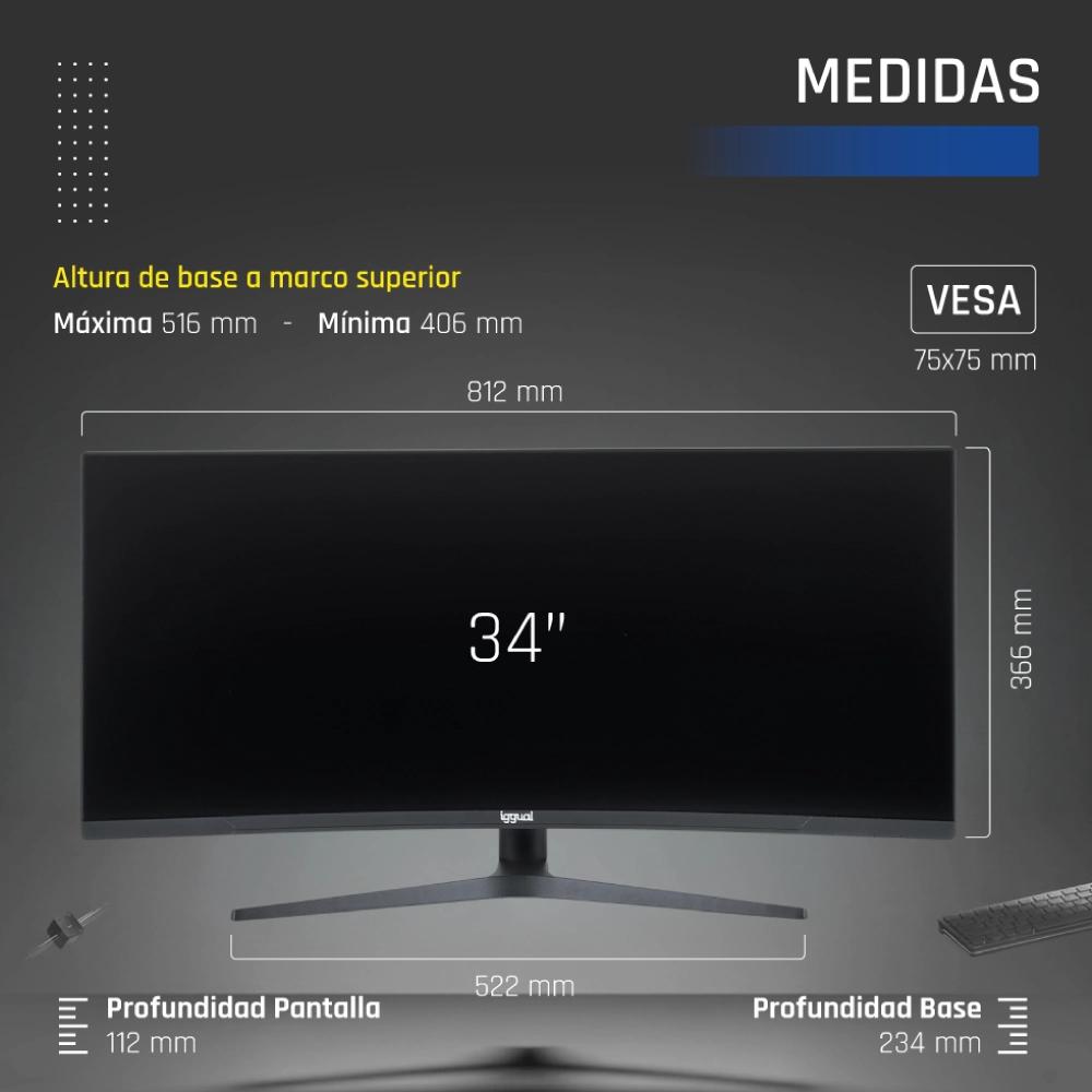 iggual Monitor 34" UWQHD 1ms 2DP 2HDMI MM AA Curvo - Imagem de Detalhe 6