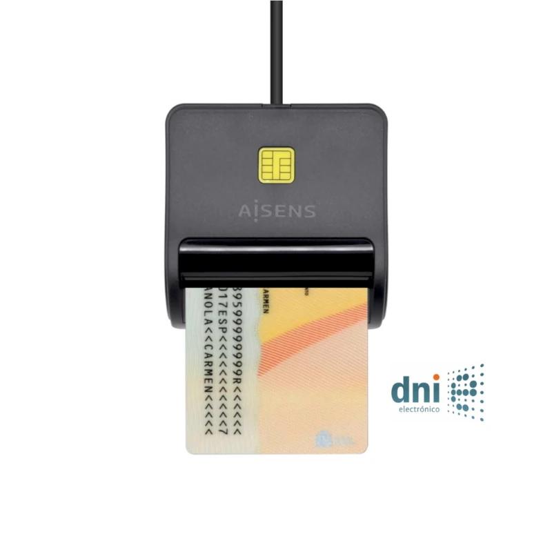 Aisens Lector Tarjetas Inteligente DNI Negro - Imagem de Detalhe 1