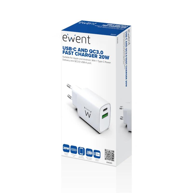 EWENT Cargador rápido Q3 20w USB-C e USB-A - Imagem de Detalhe 33