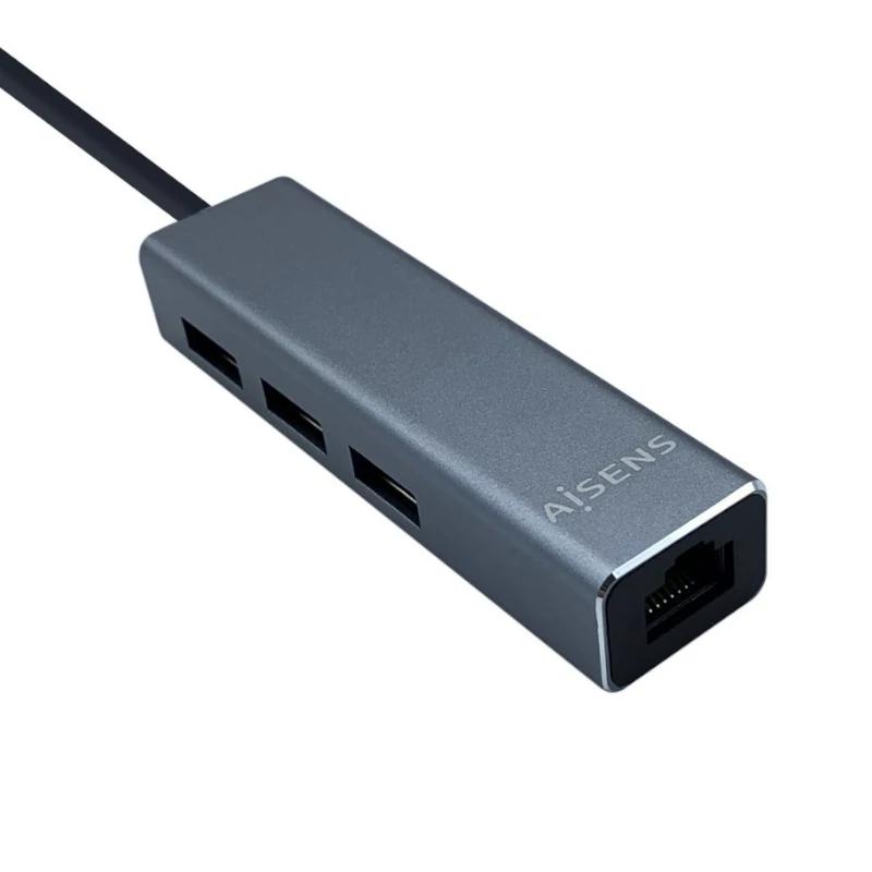 Aisens Conversor USB 3.0 Ethernet + 3 USB 3.0 cinza - Imagem de Detalhe 6