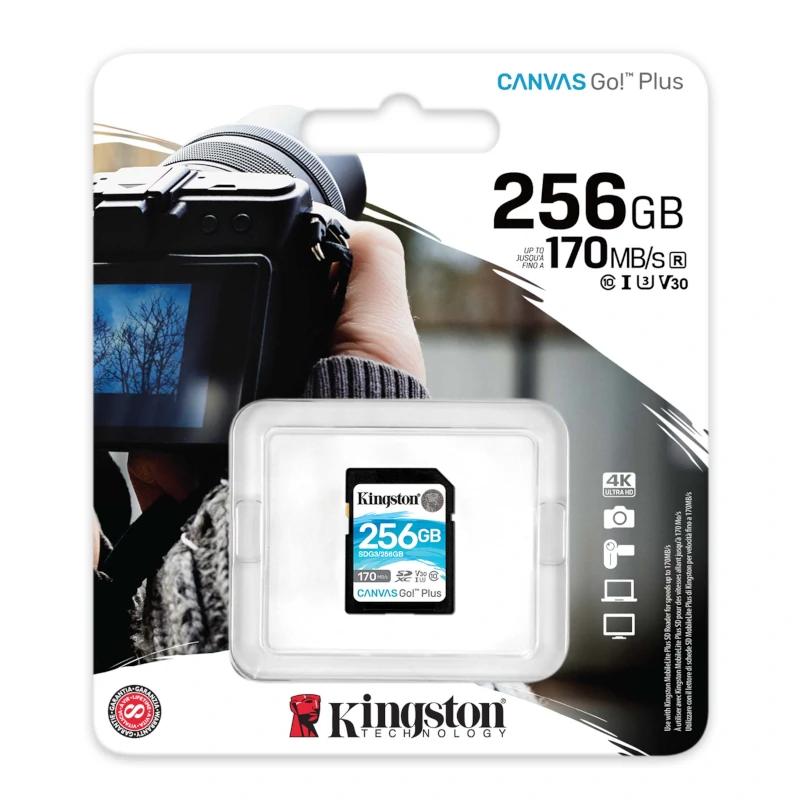 Kingston Canvas Go! Plus SD 256GB classe 10 U3 V30 - Imagem de Detalhe 4