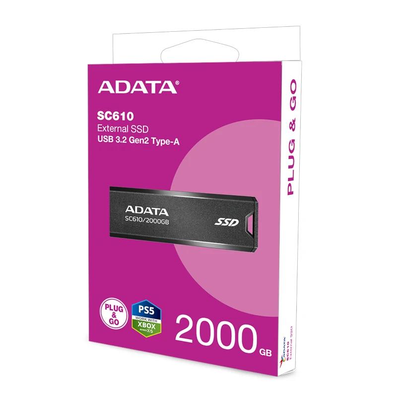 ADATA SC610 SSD Externo 2TB USB 3.2 Gen2 Preto - Imagem de Detalhe 6