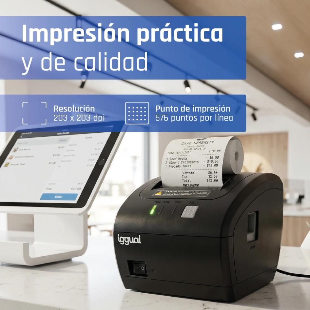 iggual Impressora térmica TP EASY 80 USB+RJ11 WiFi - Imagem de Detalhe 10