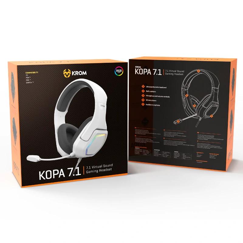 KROM KOPA AURICULARES GAMING 7.1 VIRTUAL BRANCO - Imagem de Detalhe 3
