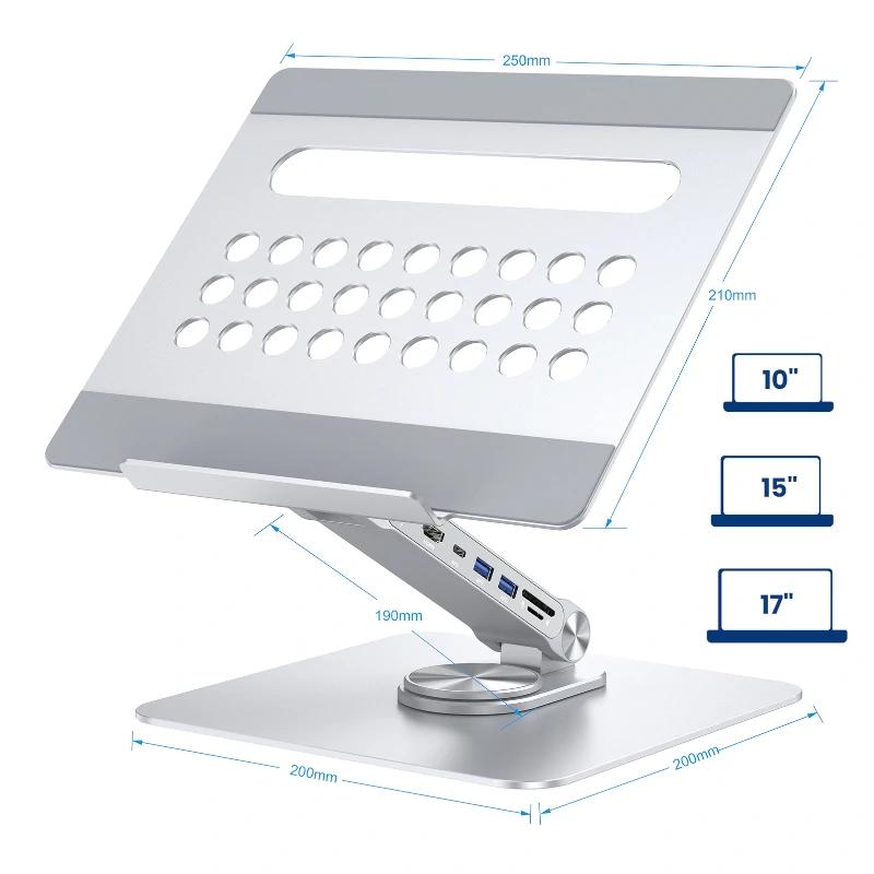 EWENT Suporte Gira 360º e Docking Station 7 em 1 - Imagem de Detalhe 1