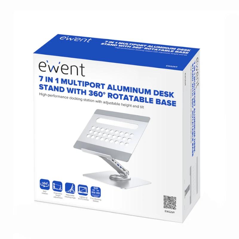 EWENT Suporte Gira 360º e Docking Station 7 em 1 - Imagem de Detalhe 2