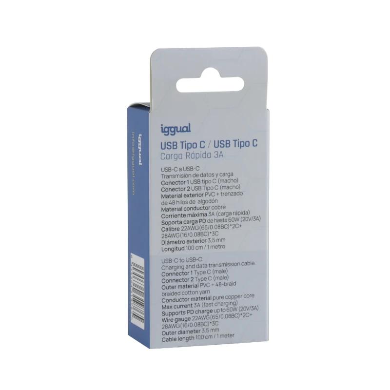 iggual Cabo USB-C a tipo C 60W 3A 100 cm trançado - Imagem de Detalhe 3