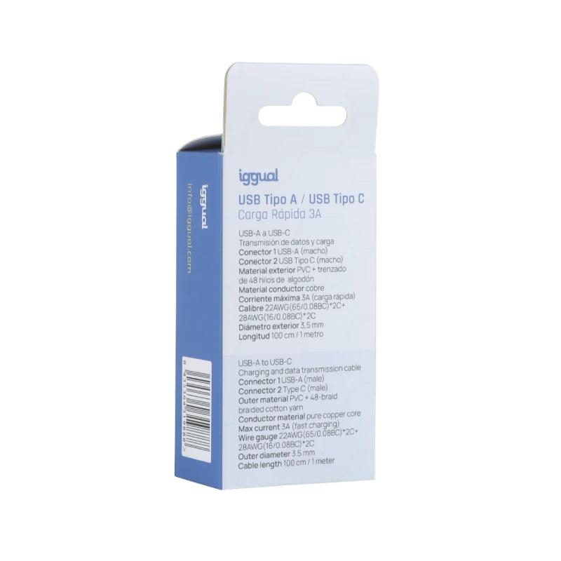 iggual Cabo USB-A para tipo C 3A 100 cm trançado - Imagem de Detalhe 3