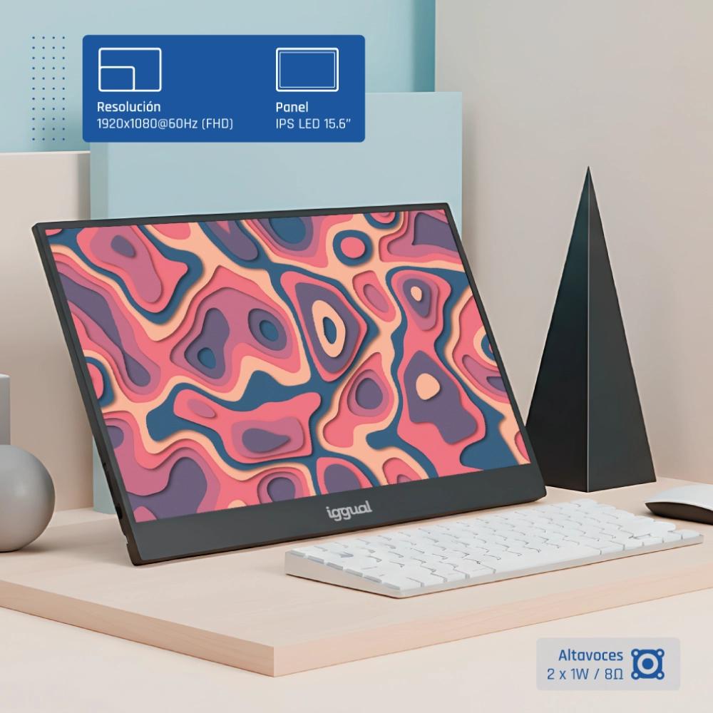 iggual Monitor portátil 15,6" IPS FHD com capa - Imagem de Detalhe 1