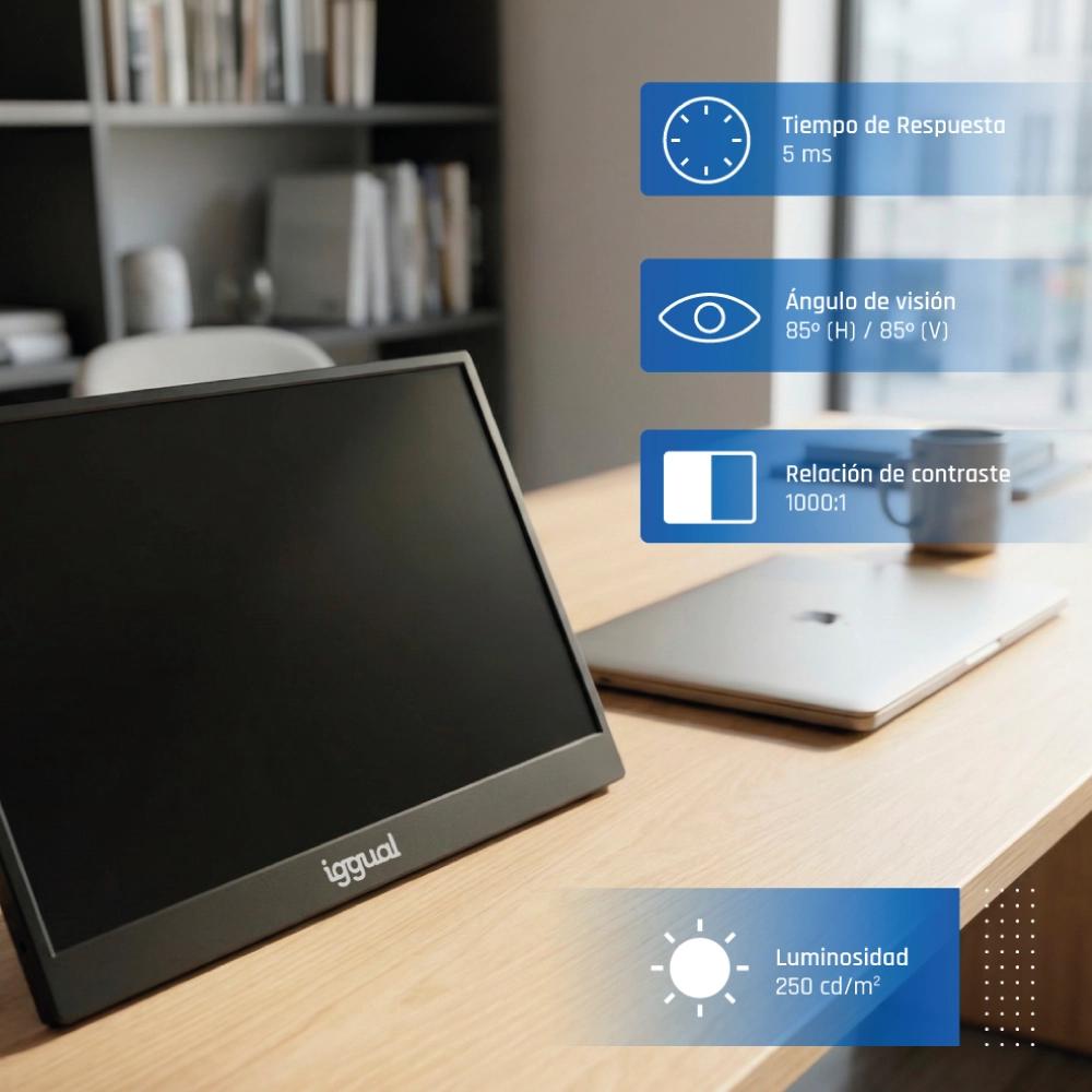 iggual Monitor portátil 15,6" IPS FHD com capa - Imagem de Detalhe 2