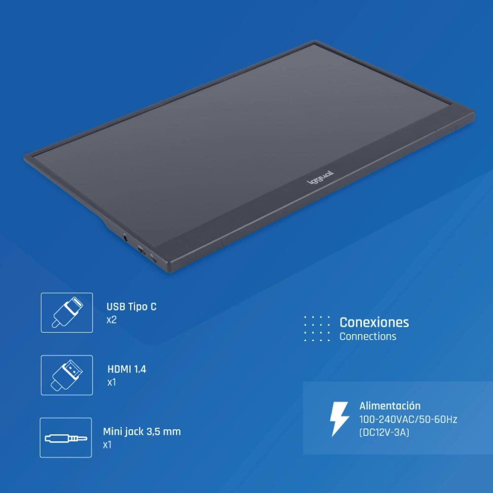 iggual Monitor portátil 15,6" IPS FHD com capa - Imagem de Detalhe 3