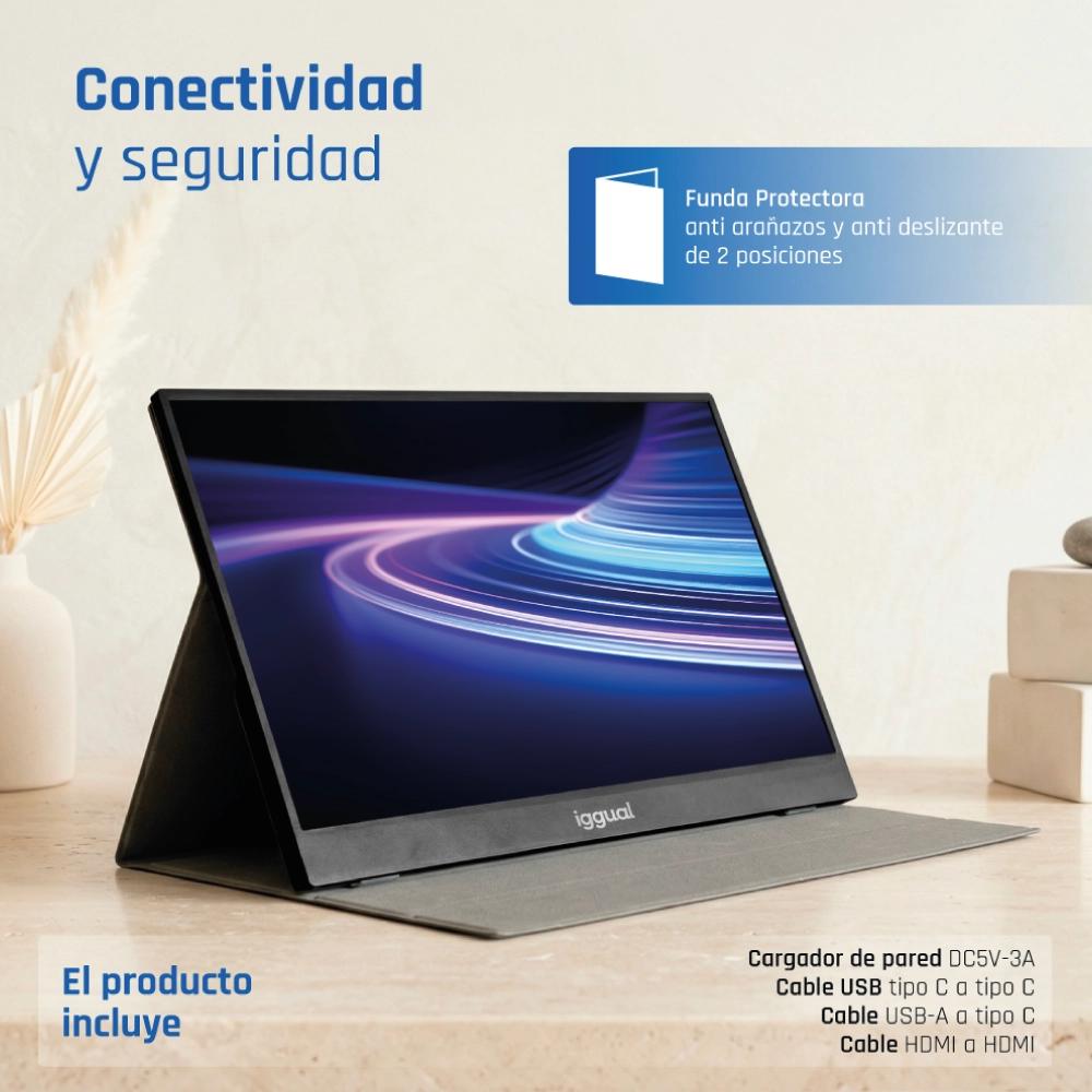 iggual Monitor portátil 15,6" IPS FHD com capa - Imagem de Detalhe 5